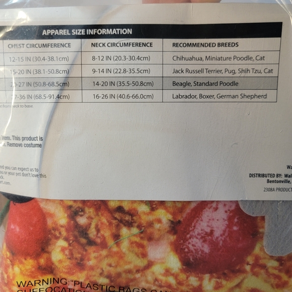 NEW‎ Pizza Slice Costume Pet Size Medium Dog (20-50 lbs) Halloween Vibrant Life - Picture 5 of 6